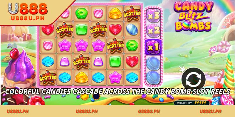 Colorful candies cascade across the Candy Bomb Slot reels