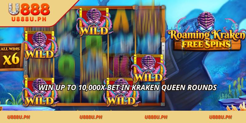 Win up to 10,000x bet in Kraken Queen rounds